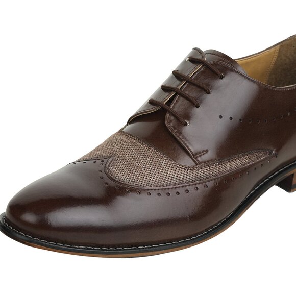 LIBERTYZENO Formal Shoe Manmade/ PU Leather And Textile Mens Oxford Dress Shoe